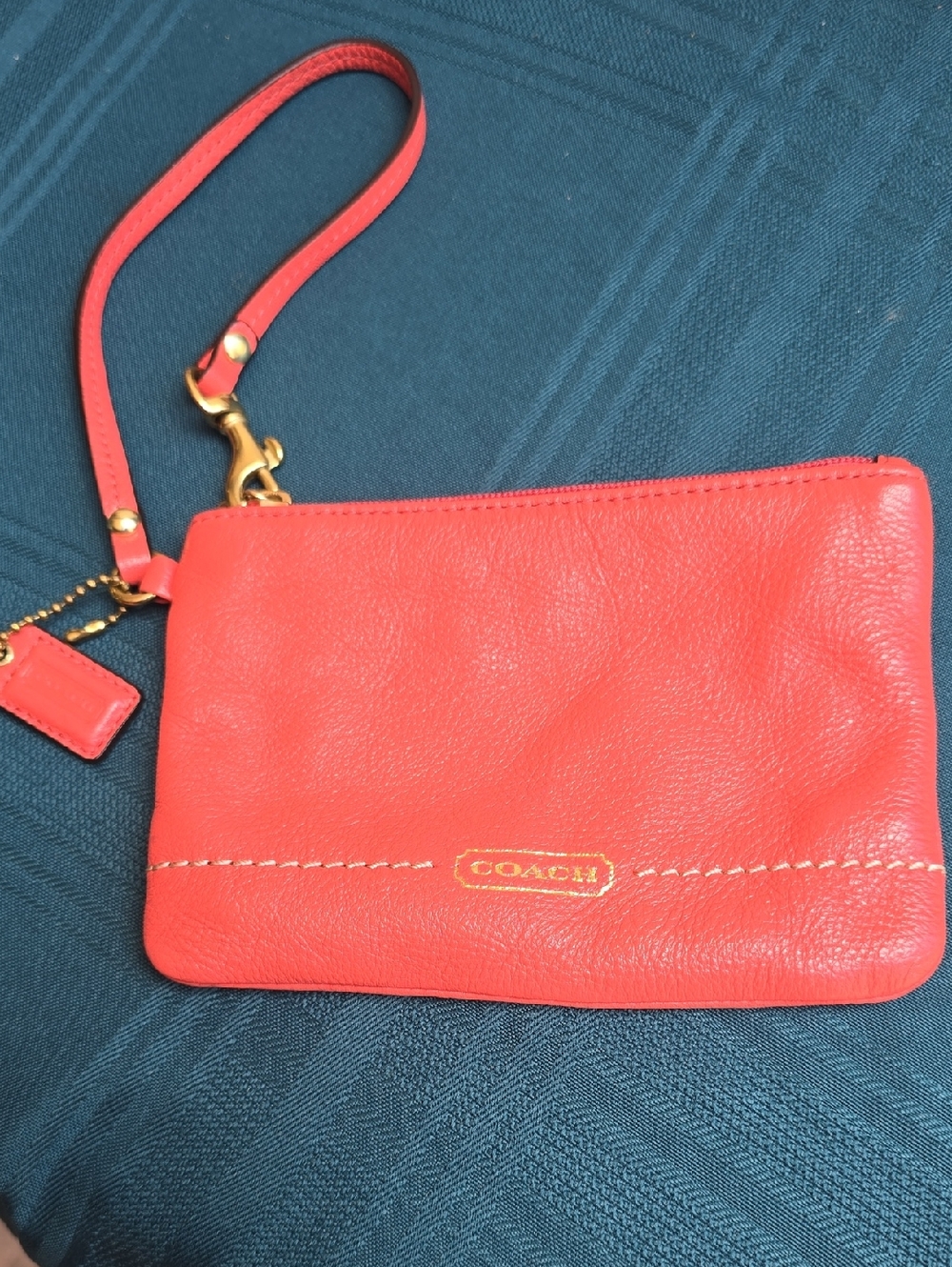 Coach Coral Leather Wristlet Clutch